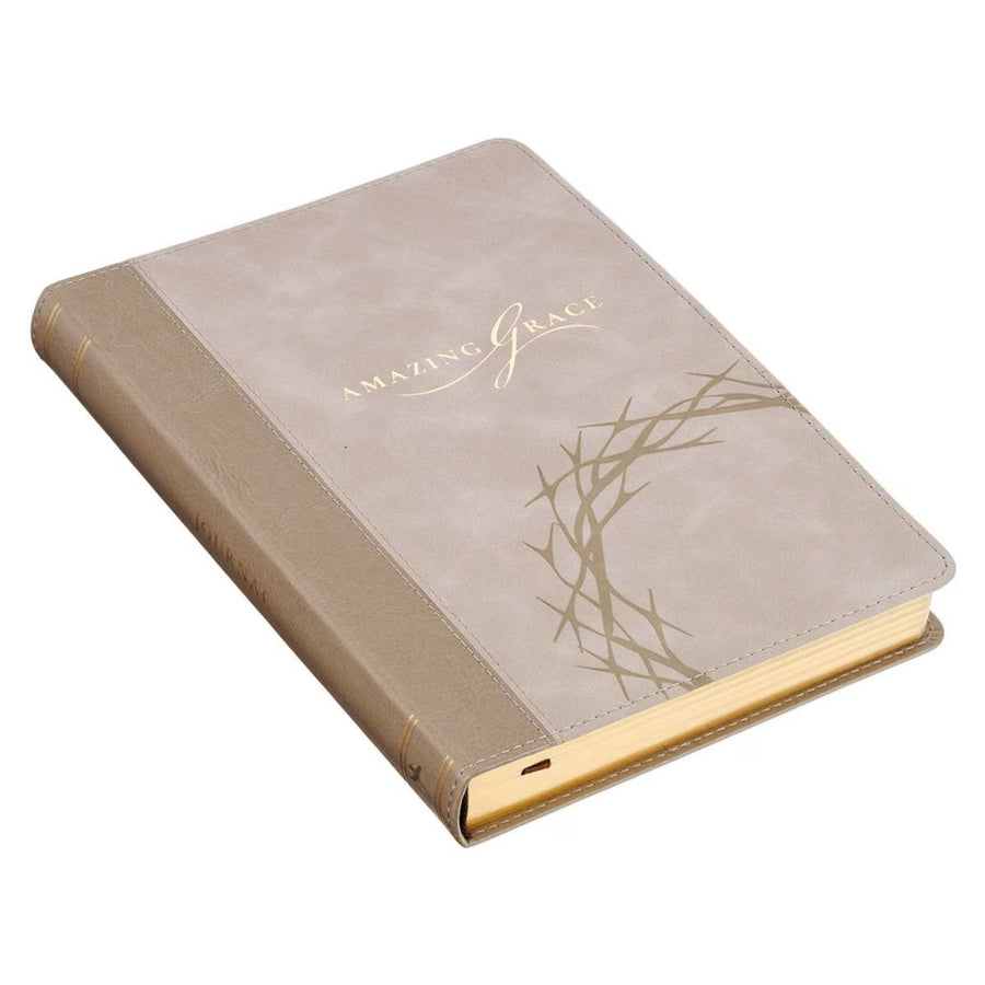 Amazing Grace Taupe Classic Faux Leather Journal