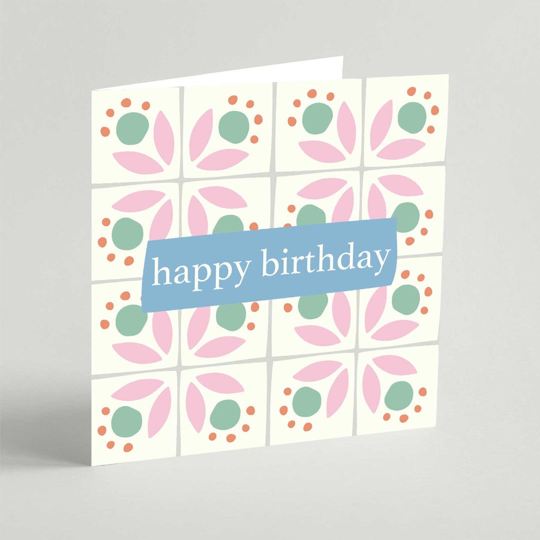 Happy Birthday (Geo Pink) Greeting Card