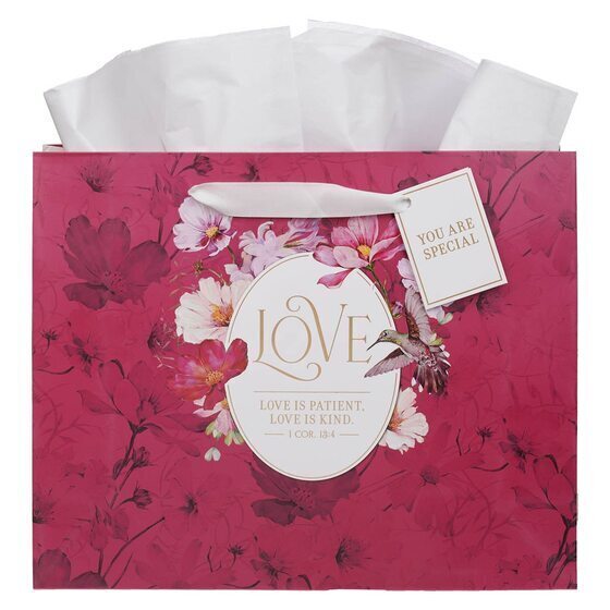 Love Red Hummingbird Large Landscape Gift Bag