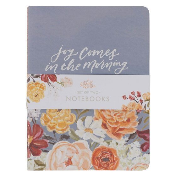 Joy And Grace Peach And Blue Floral Medium Notebook Set