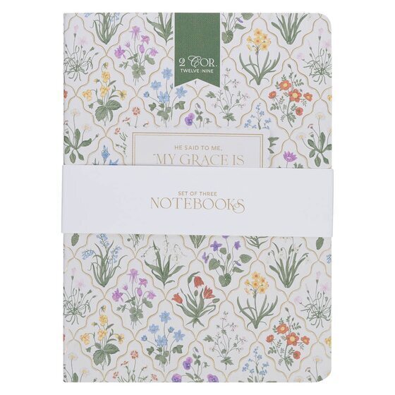 Sufficient Grace Floral Lattice Notebook Set