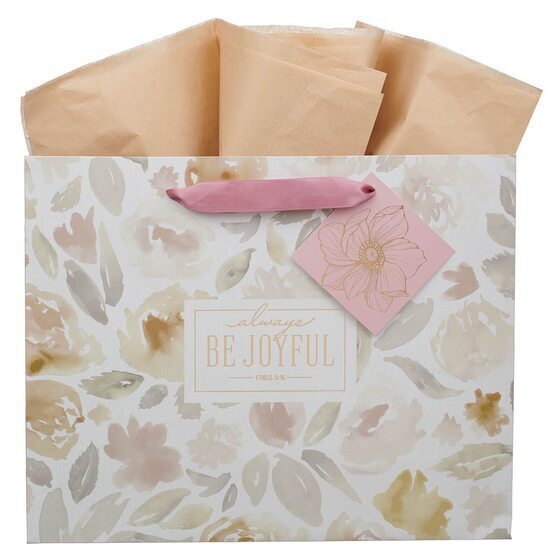 Always Be Joyful Dusty Mauve Large Landscape Gift Bag