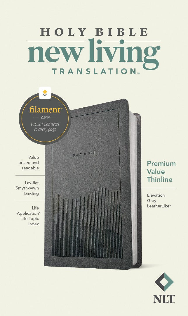 NLT Premium Value Thinline Bible, Filament Enabled, Gray