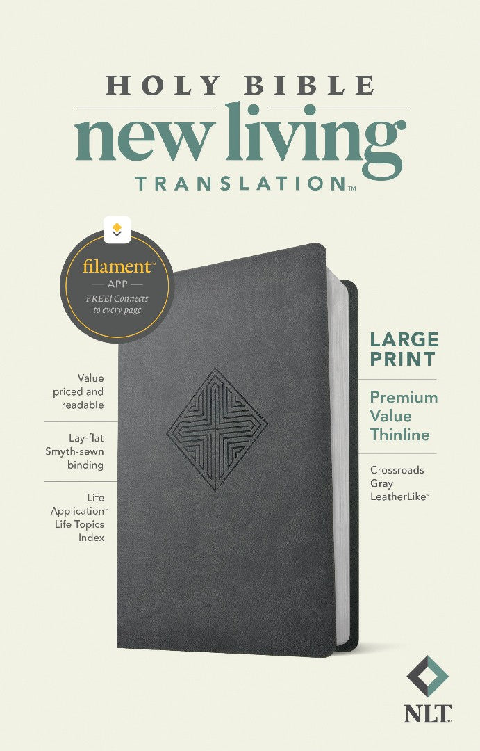 NLT Large Print Premium Value Thinline Bible, Gray