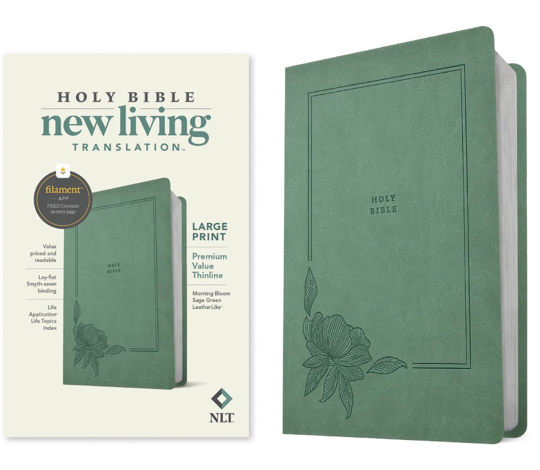 NLT Large Print Premium Value Thinline Bible, Sage Green