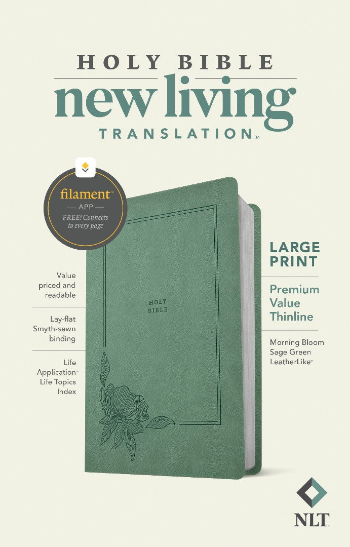 NLT Large Print Premium Value Thinline Bible, Sage Green