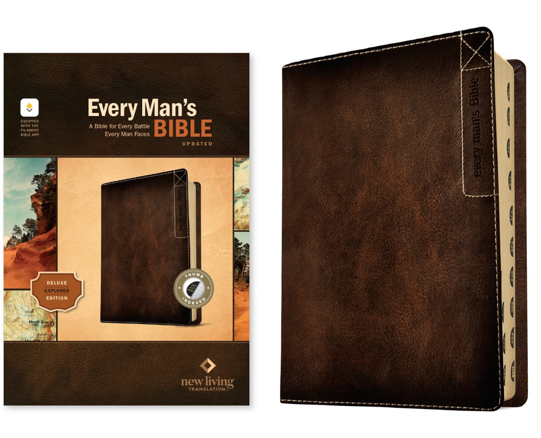 NLT Every Man's Bible, Deluxe Explorer Ed., Brown, Indexed