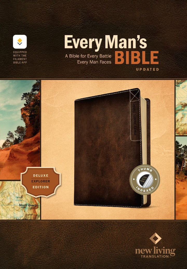 NLT Every Man's Bible, Deluxe Explorer Ed., Brown, Indexed