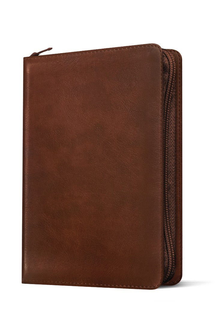 Message Deluxe Gift Zipper Bible, Large Print, Brown