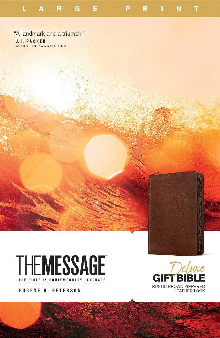 Message Deluxe Gift Zipper Bible, Large Print, Brown