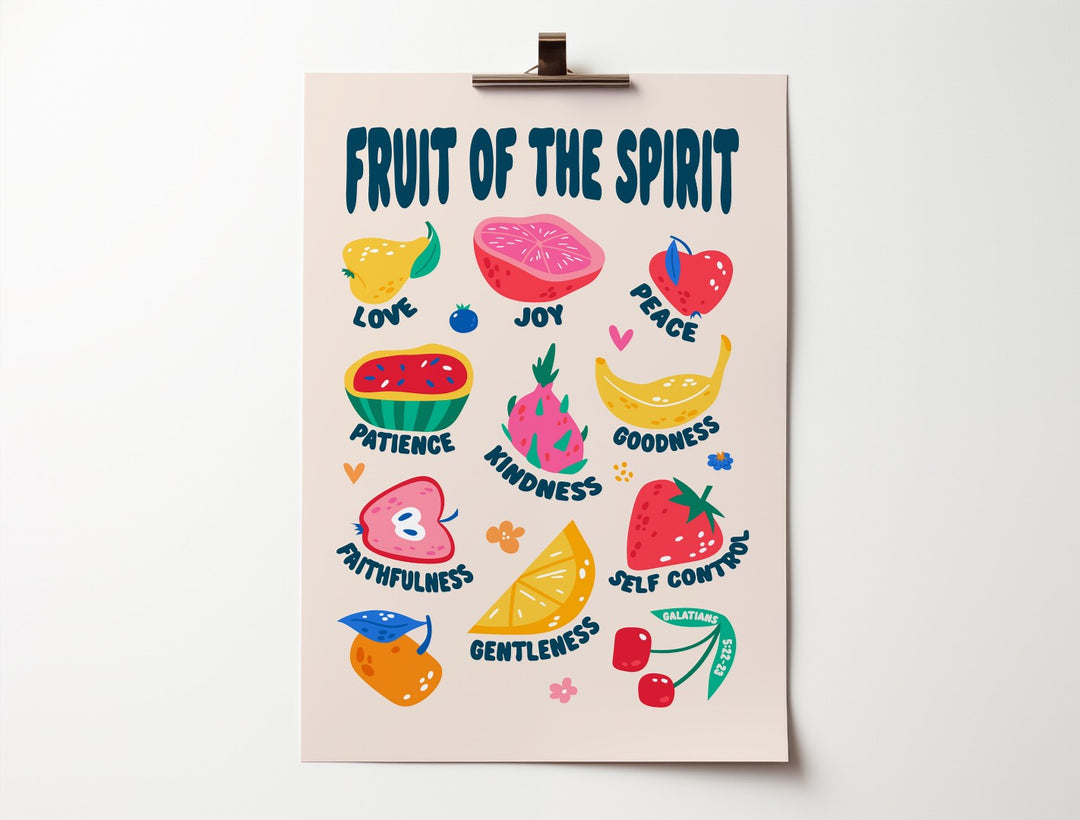 Fruit Of The Spirit A3 Poster, With Fruit Illustrations
