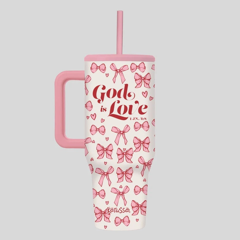 God is Love Bows - 40oz Sleek Style Stainless Steel Mug w/ S
