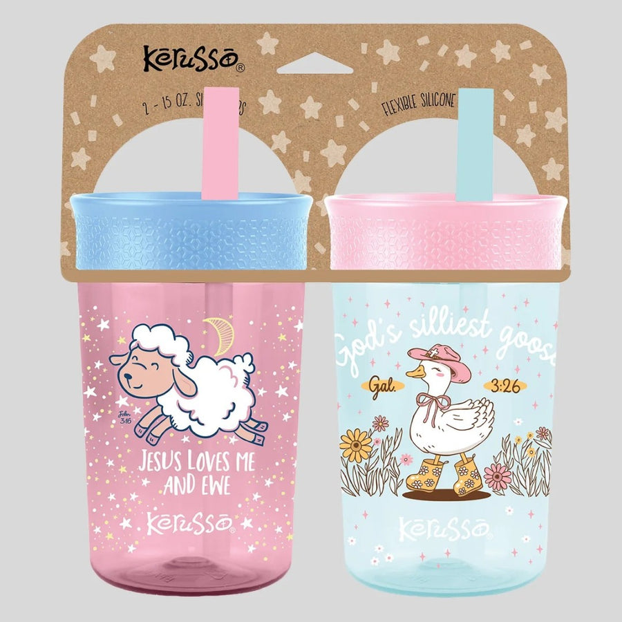 Goose & Lamb - 15oz Soft Silicone Straw Cup 2-pack