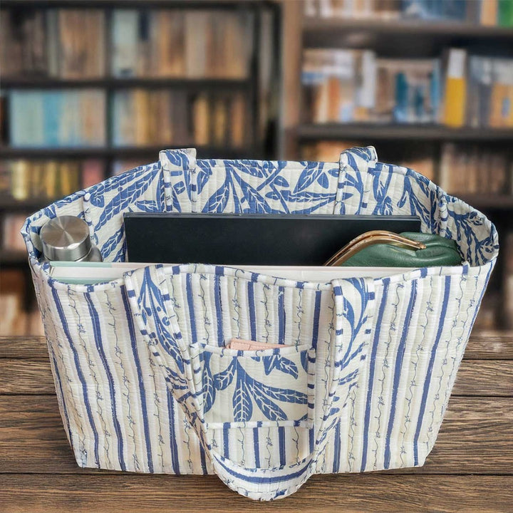 Midnight Leaves Luxe Quilted Totes