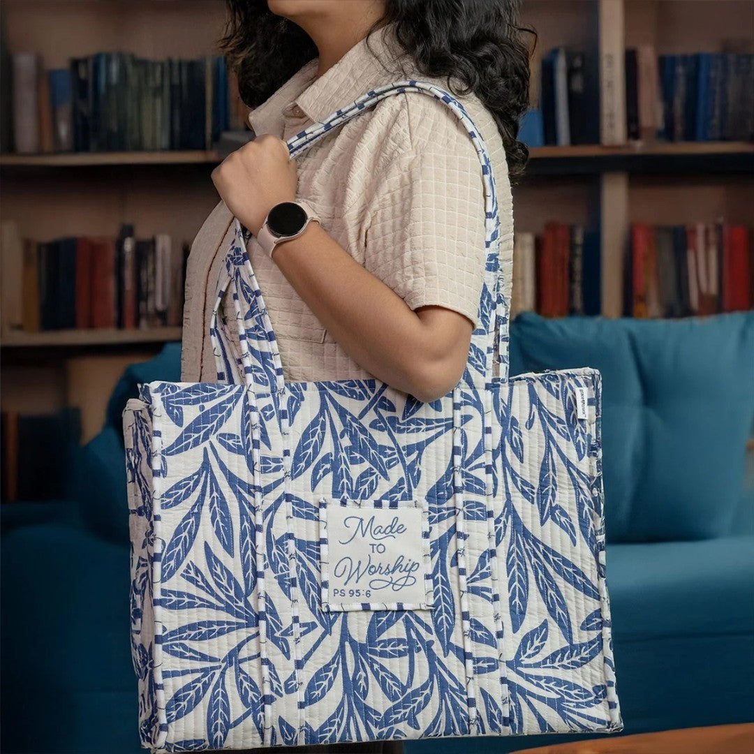 Midnight Leaves Luxe Quilted Totes