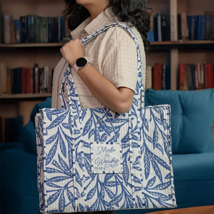 Midnight Leaves Luxe Quilted Totes