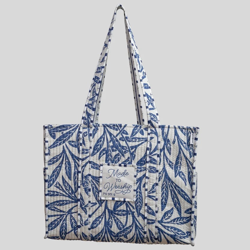 Midnight Leaves Luxe Quilted Totes