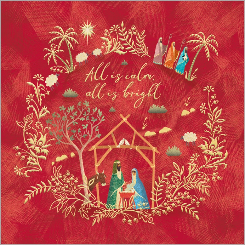 Christmas Cards Square: All Is Calm All Is Bright (Pack Of 4