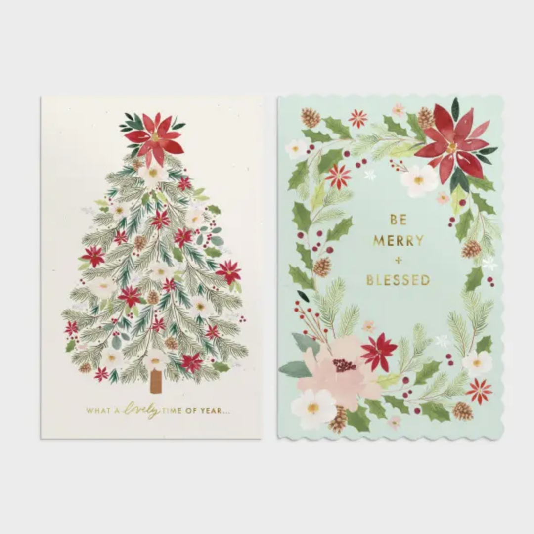 Christmas Boxed Cards: Merry & Blessed Astd. (Pack Of 16)