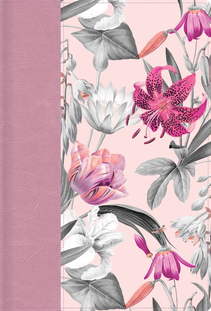 RVR 1960 Biblia Letra Supergigante, Rosa Pétalos, Símil Piel