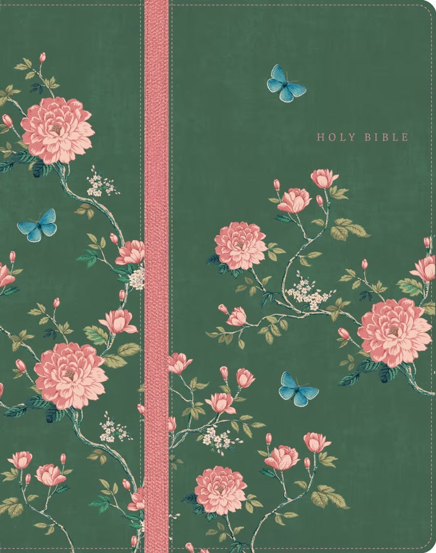 CSB Notetaking Bible, Green Floral, Zipper Edition