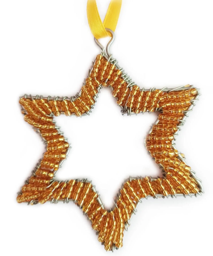 Beaded Gold Star Hanging Decoration