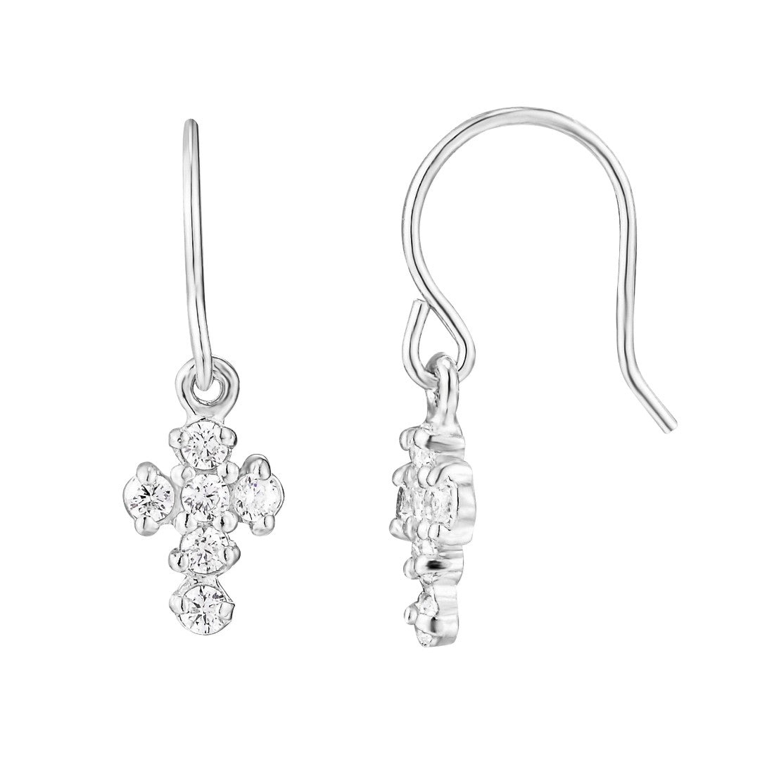 Crystal Cross Hook Wire Earrings
