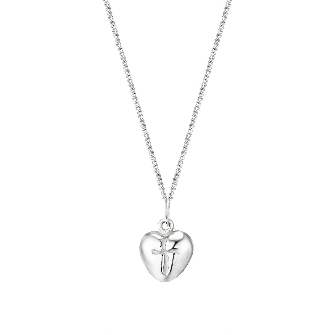 Curved Heart Pendant With Cross Centre