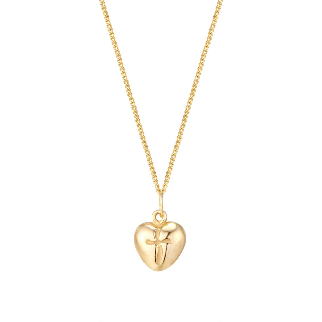 Curved Heart Pendant With Cross Centre