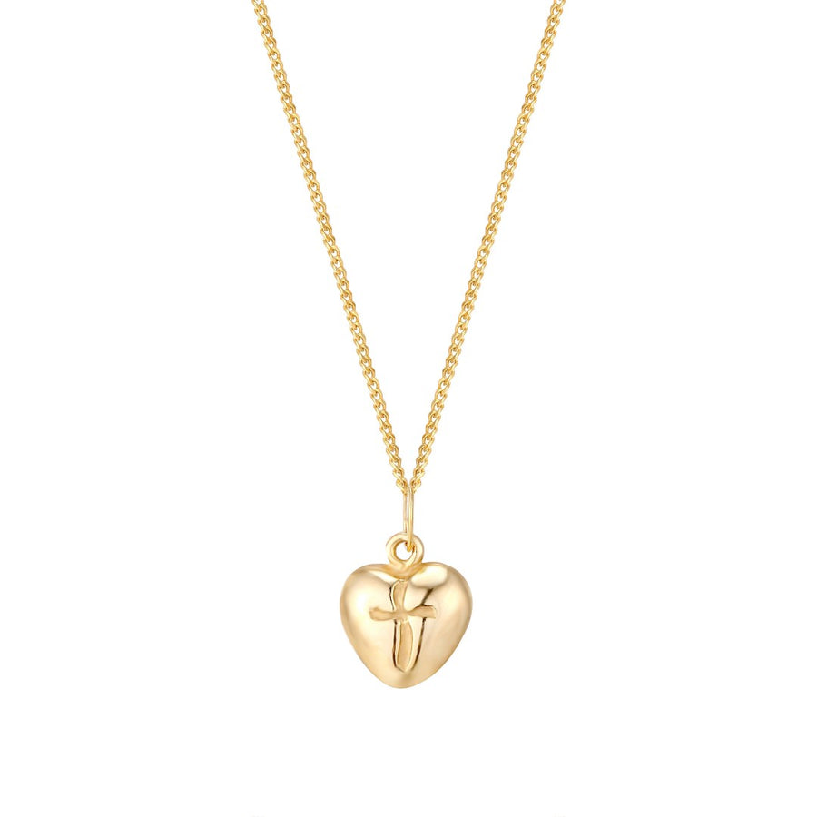 Curved Heart Pendant With Cross Centre