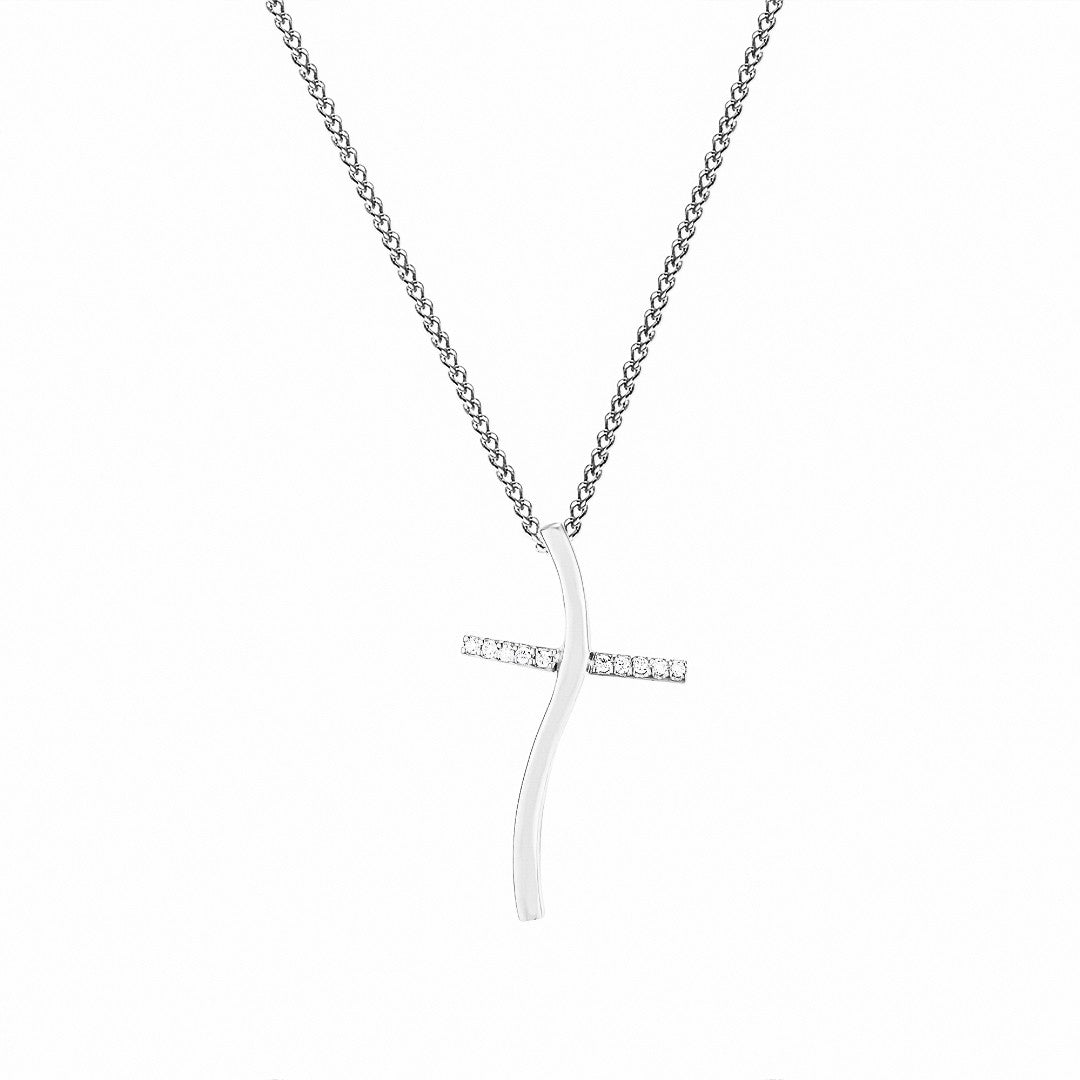 CZ Wavy Cross Pendant