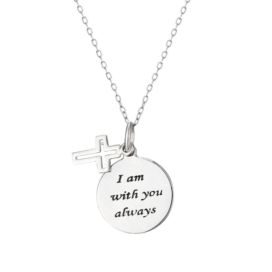Disc Pendant With Small Open Cross