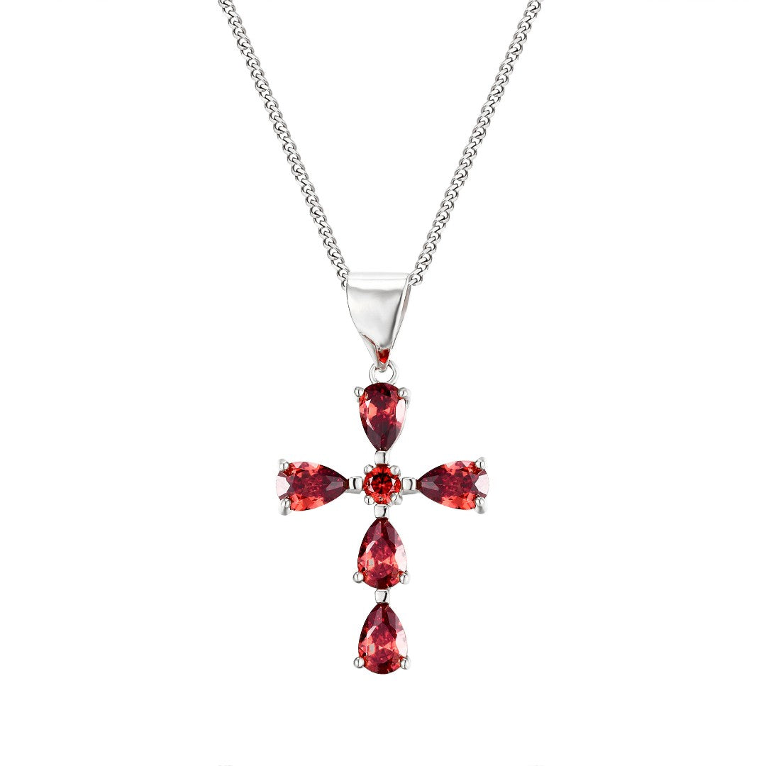 Garnet Cross Pendant