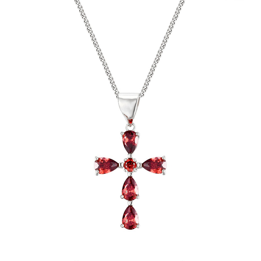 Garnet Cross Pendant