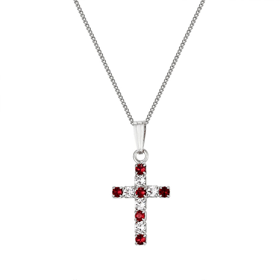 Ruby & Clear Swarovski Crystal Cross Pendant