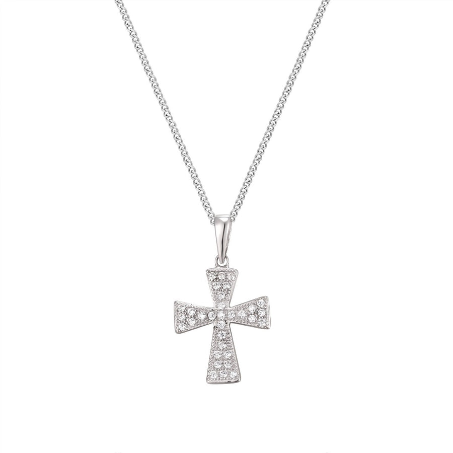 Small Pave-Set Cz Cross Pendant