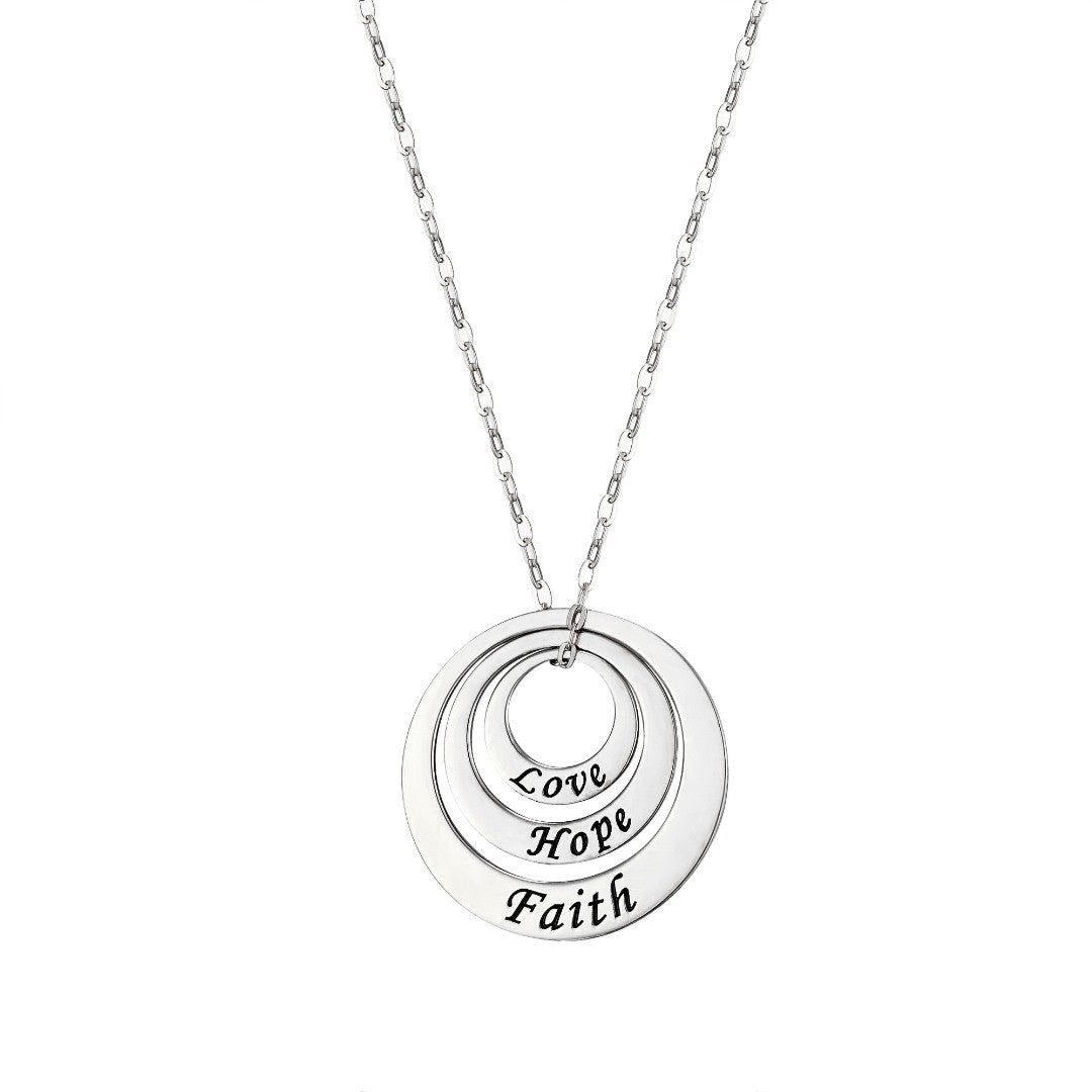 Three Disc Love, Hope, Faith Necklace