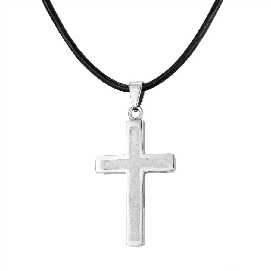 Urban' Cross Pendant On Leather Cord