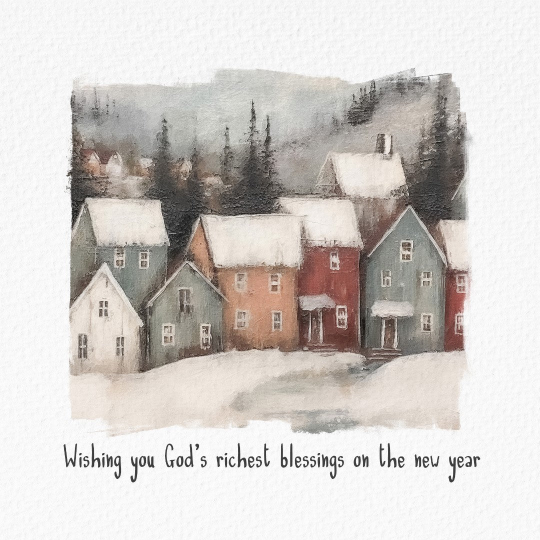 Village in the Mountains New Year Card