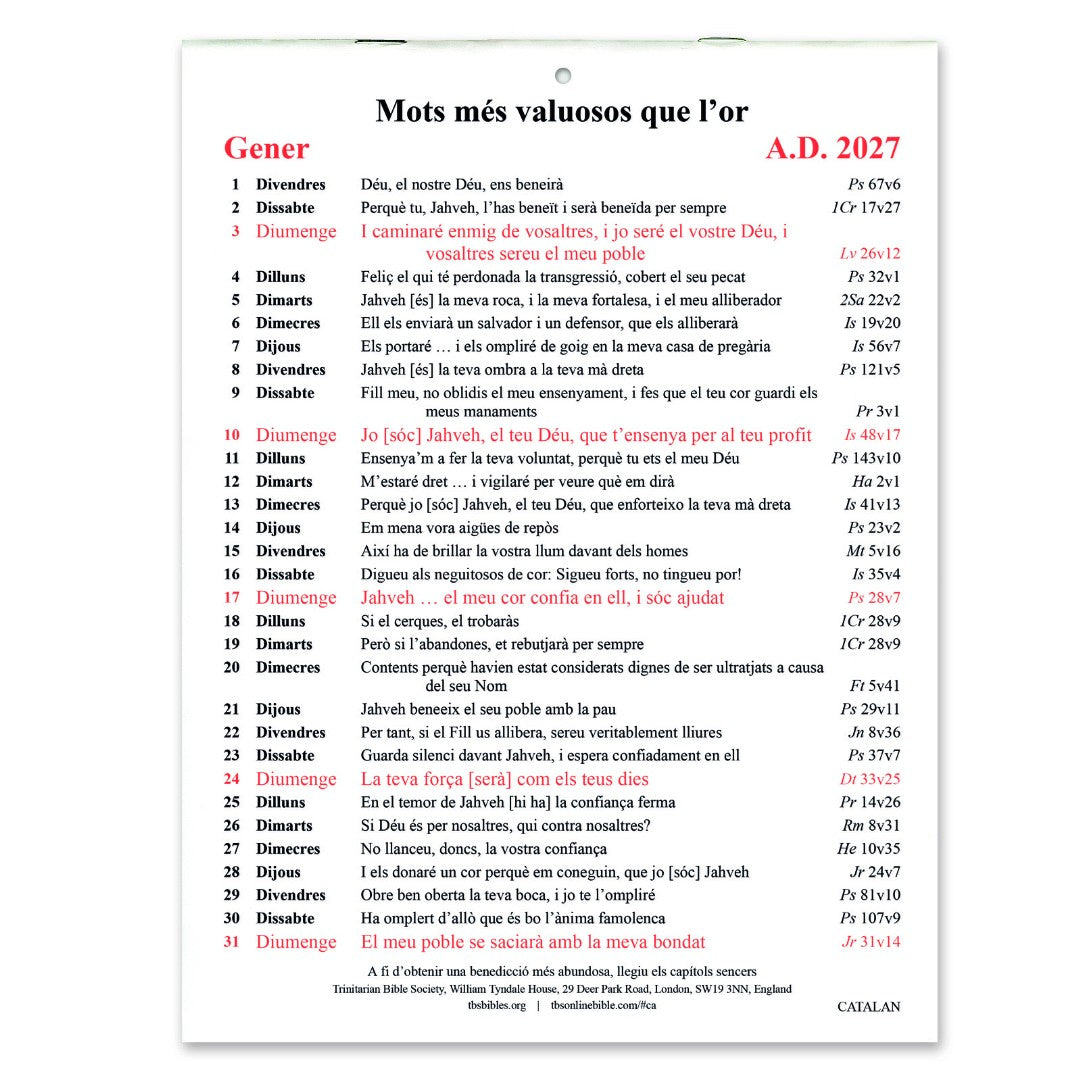 Catalan Golden Thoughts Calendar 2027
