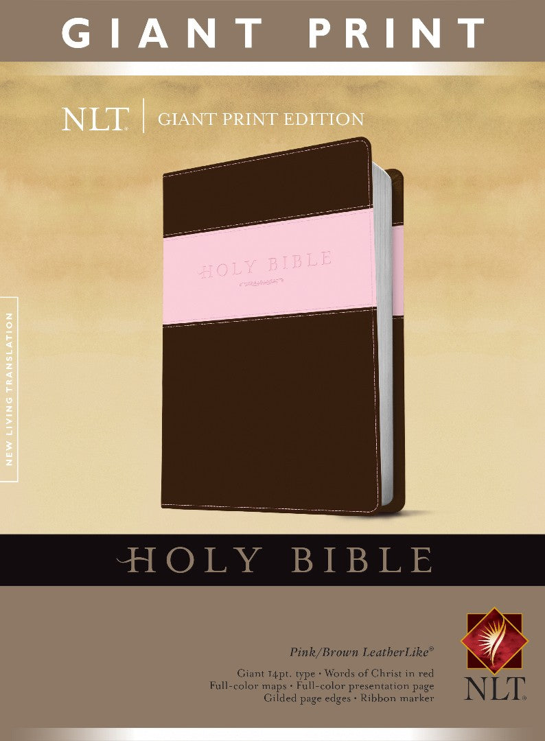 NLT Holy Bible, Giant Print, Pink/Brown