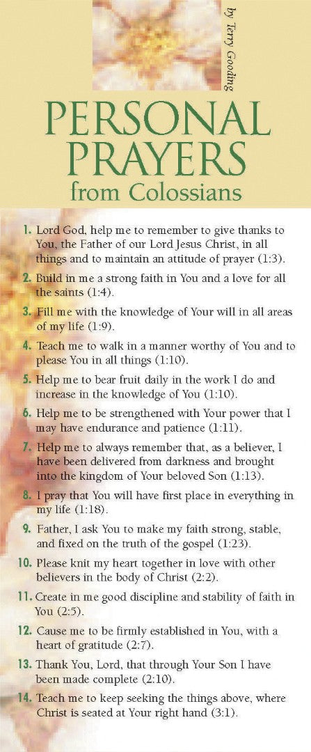 Personal Prayers from Colossians (pack of 50) - Re-vived