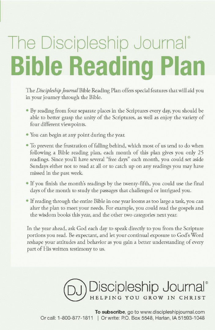 The Discipleship Journal Bible Reading Plan (pack of 25)