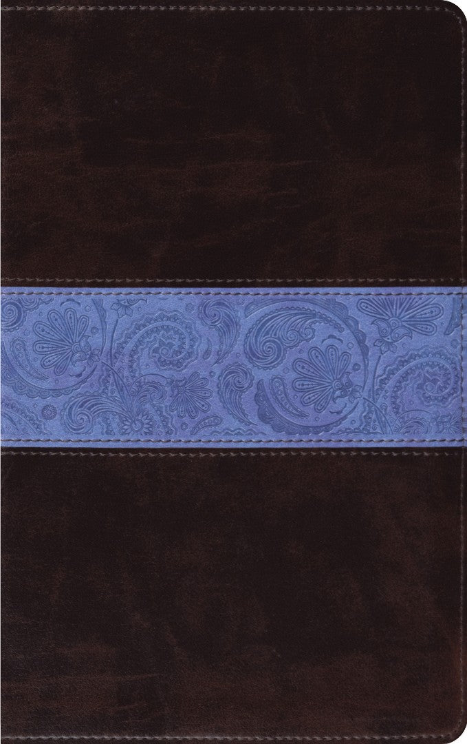 ESV Thinline Bible Trutone, Chocolate/Blue, Paisley Band