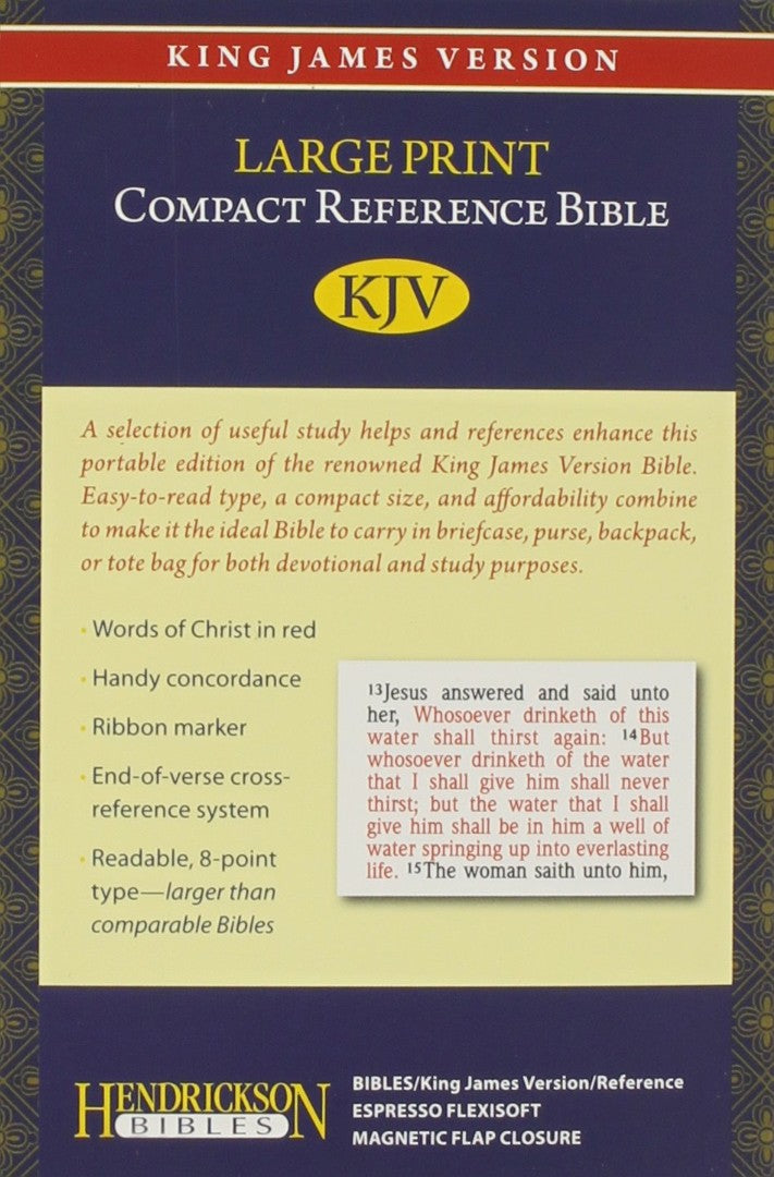 KJV Large Print Compact Reference Bible with Flap, Espresso