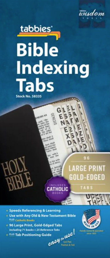Bible Index Tabs Gold Edged Large Print - Catholic