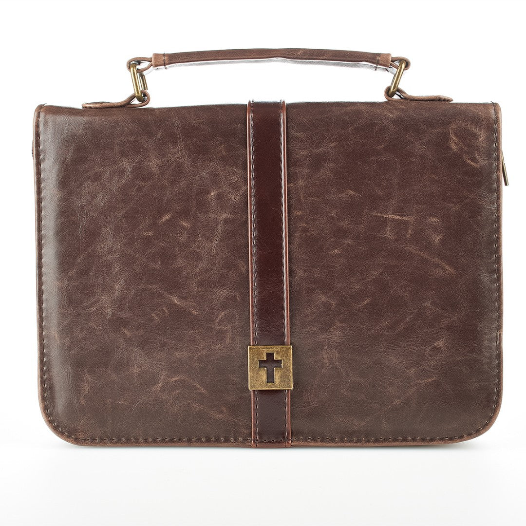 Brown Cross Classic Bible Case, Large - Re-vived
