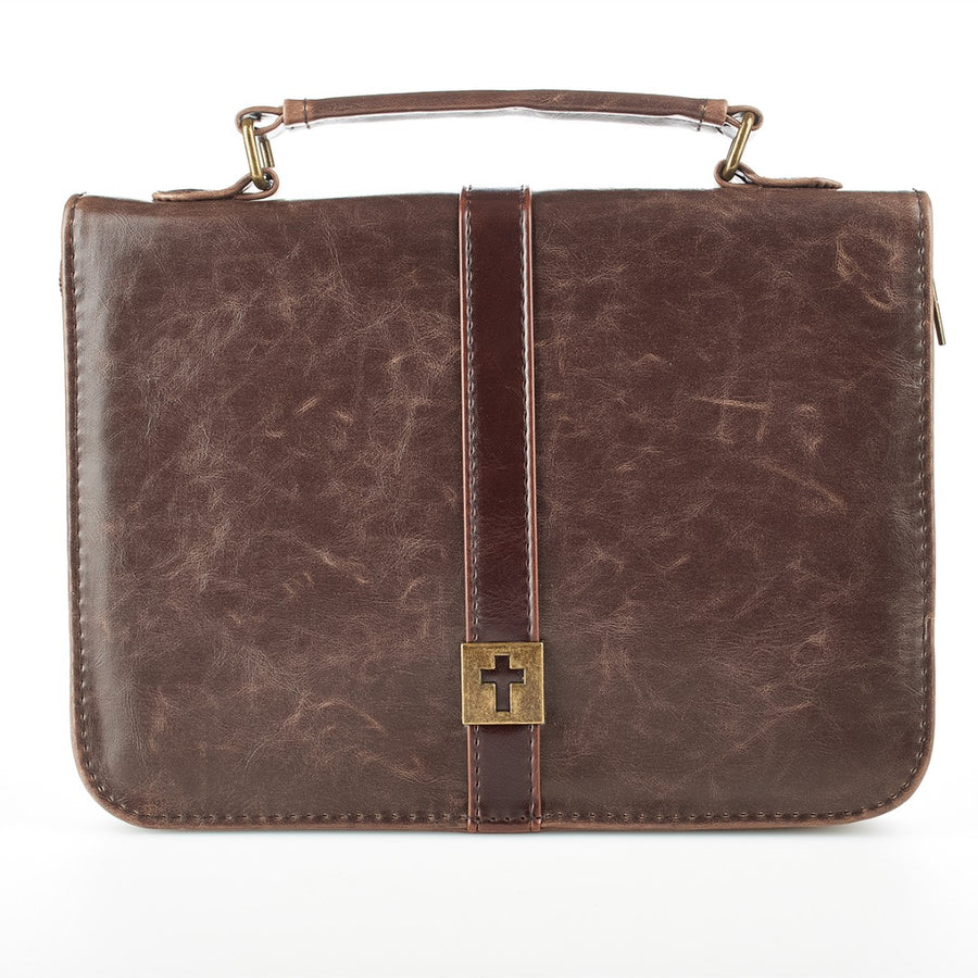 Brown Cross Classic Bible Case, Large - Re-vived