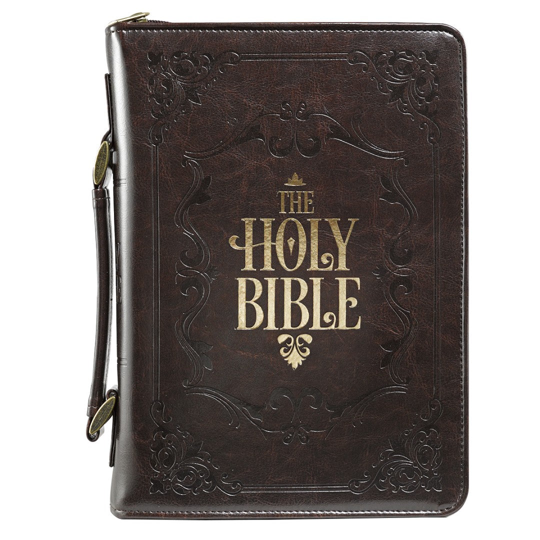 Brown Holy Bible Classic Bible Case, Large - Re-vived