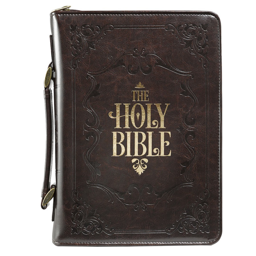 Brown Holy Bible Classic Bible Case, Large - Re-vived